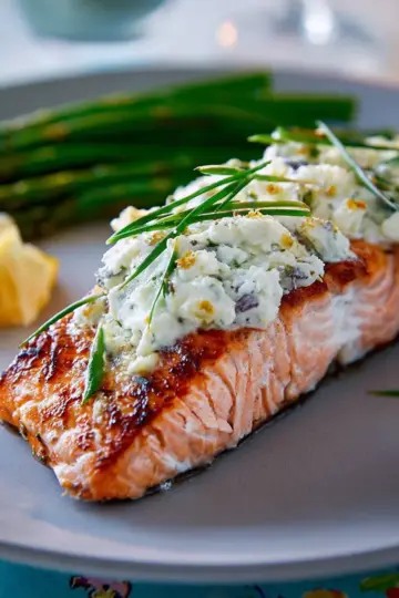 Baked Salmon with Boursin Topping