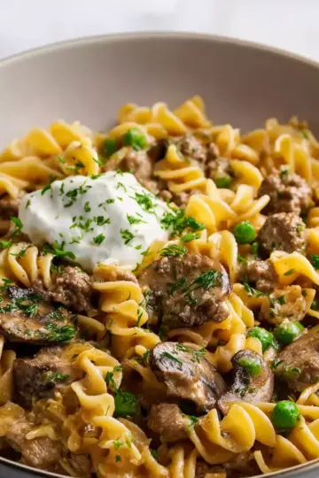 Ground Beef Stroganoff Noodles