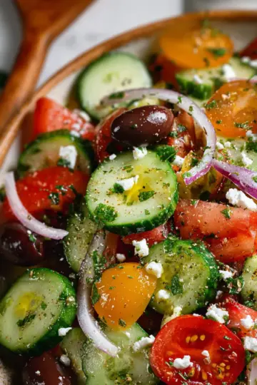 Mediterranean tomato and cucumber salad