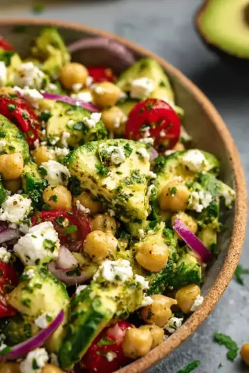 Chickpea Feta Avocado Salad