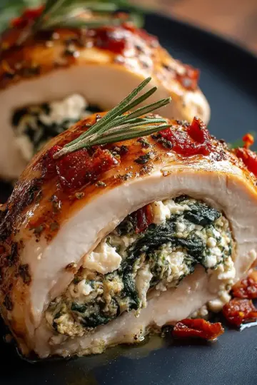 Feta and Spinach Stuffed Chicken Roll Ups Recipe