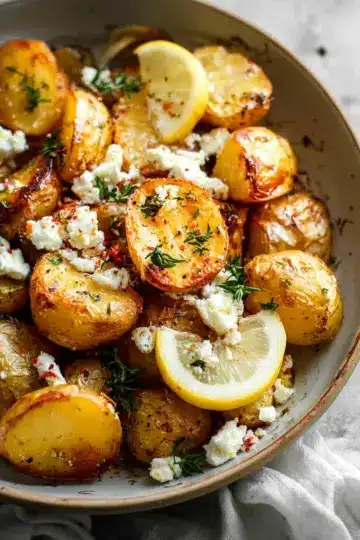 Easy Greek Roast Potatoes With Lemon And Feta