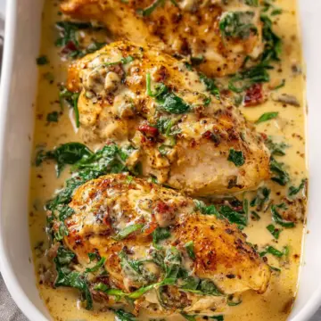 Creamy Baked Tuscan Chicken Breasts