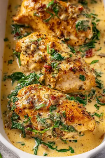 Creamy Baked Tuscan Chicken Breasts