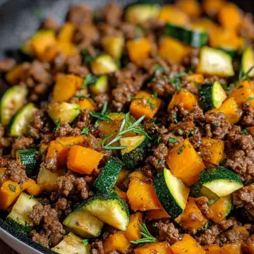 Ground Beef Zucchini Sweet Potato Skillet