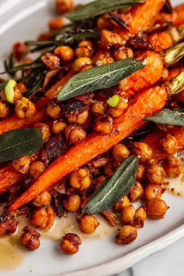 Maple Sage Glazed Carrots with Crispy Chickpeas