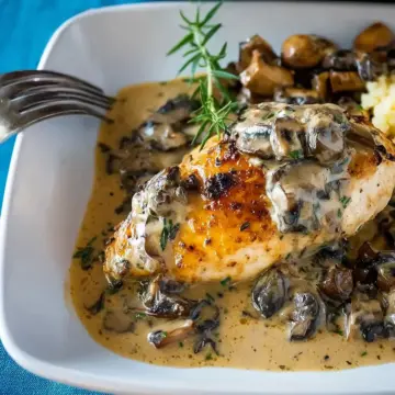 Stuffed Chicken Breast with Mushroom Gravy