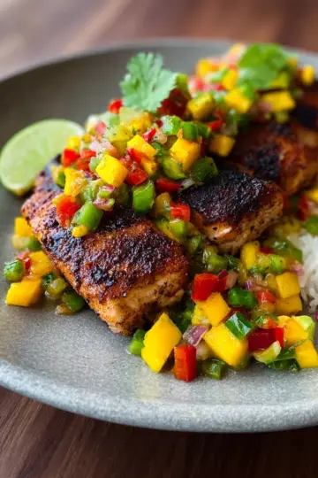 Blackened Mahi Mahi with Mango Avocado Salsa