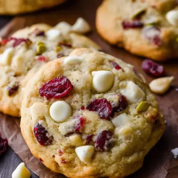 White Chocolate Cranberry Pistachio Cookies