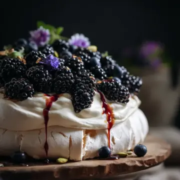 Blackberry Pavlova with Cardamom