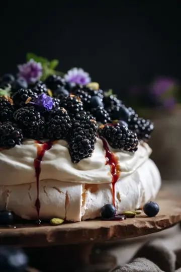 Blackberry Pavlova with Cardamom