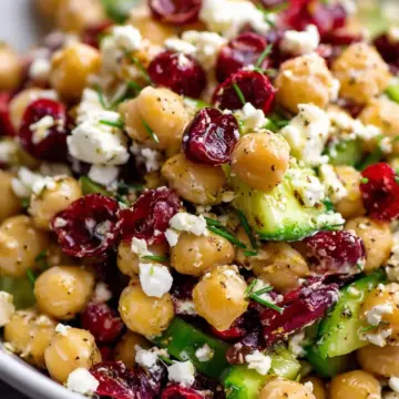 Bright Feta and Cranberry Chickpea Salad with Lemon Vinaigrette