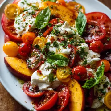 Tomato, Peach, and Burrata Salad