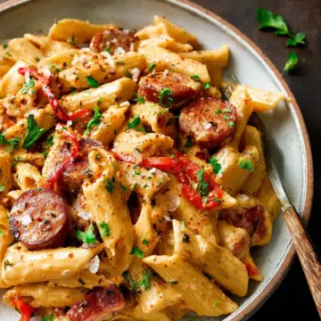 One Pot Creamy Cajun Sausage Pasta