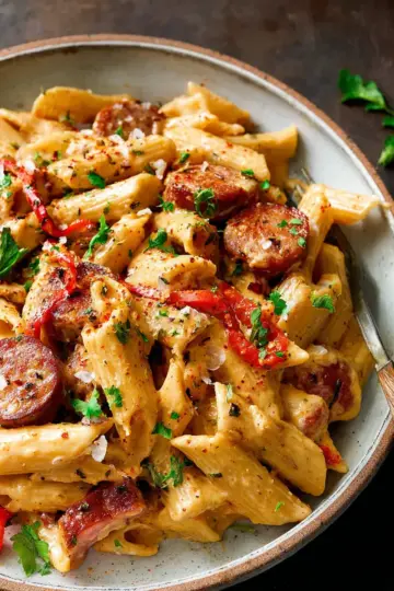 One Pot Creamy Cajun Sausage Pasta