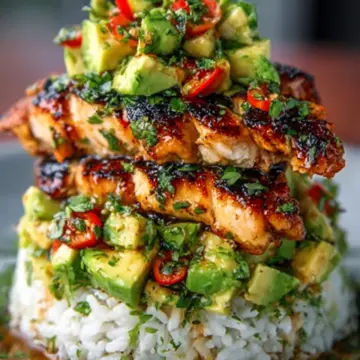 Honey Lime Chicken & Avocado Rice Stack