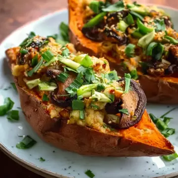 Mushroom Stuffed Sweet Potatoes