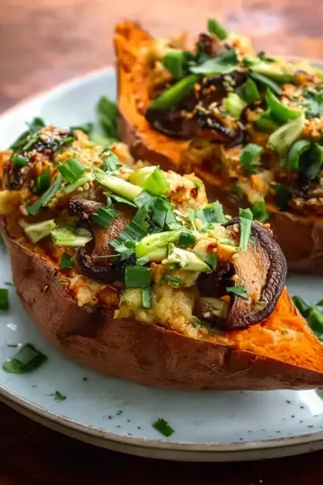 Mushroom Stuffed Sweet Potatoes