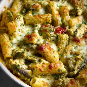 Creamy Pesto Chicken Pasta Bake