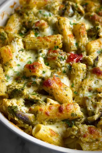 Creamy Pesto Chicken Pasta Bake