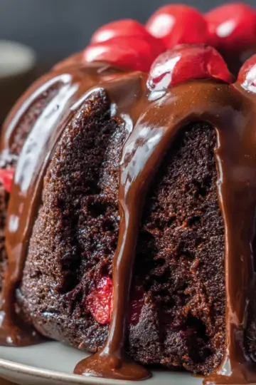 Chocolate Cherry Fudge Bundt Cake