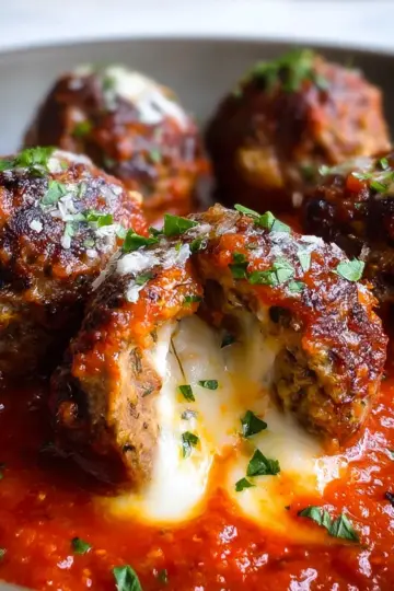 Mozzarella Stuffed Meatballs