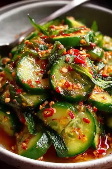 Smashed Cucumber & Chili Oil Salad