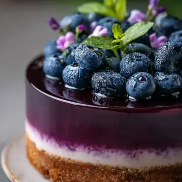 No-Bake Blueberry Mirror Glaze Cheesecake Recipe