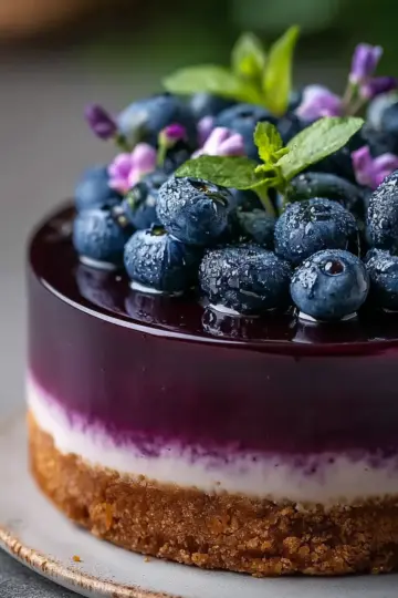 No-Bake Blueberry Mirror Glaze Cheesecake Recipe