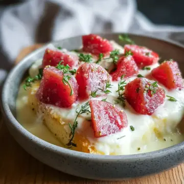 Rhabarber-Curd auf Vanilleeis