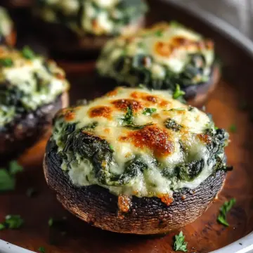 Delicious Spinach and Cheese Stuffed Portobello Mushroom Bites