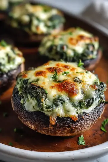 Delicious Spinach and Cheese Stuffed Portobello Mushroom Bites