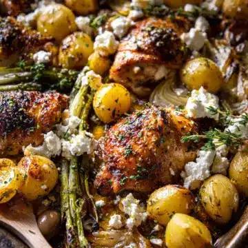 Sheet Pan Honey Garlic Chicken and Feta Potatoes
