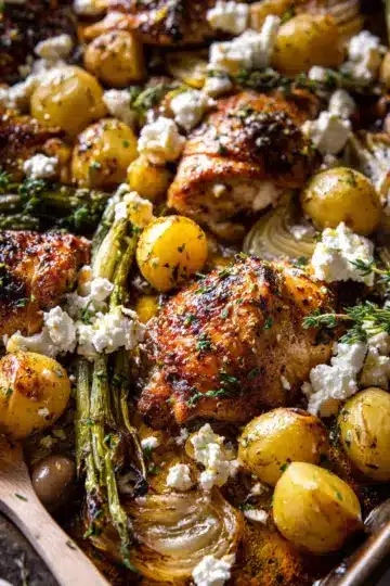 Sheet Pan Honey Garlic Chicken and Feta Potatoes