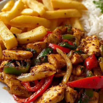 Spicy Chicken Pepper Stir-Fry with Crispy Fries