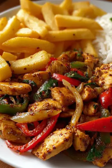 Spicy Chicken Pepper Stir-Fry with Crispy Fries