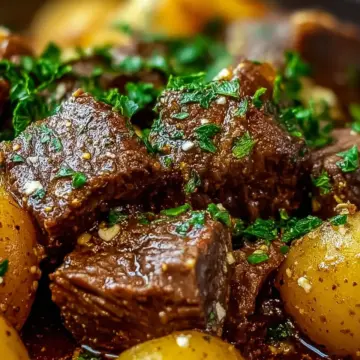 Slow Cooker Garlic Butter Beef with Potatoes