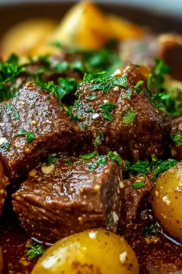 Slow Cooker Garlic Butter Beef with Potatoes