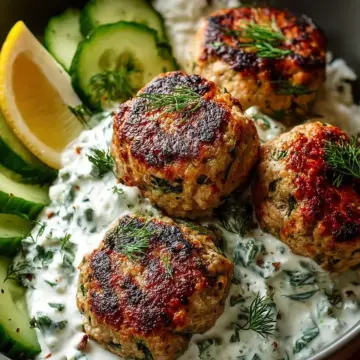 Herby Chicken Meatballs with Creamy Cucumber Sauce