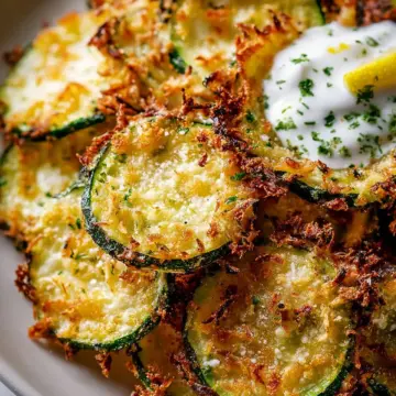 Crispy Parmesan Zucchini Wafers with Lemon Cream