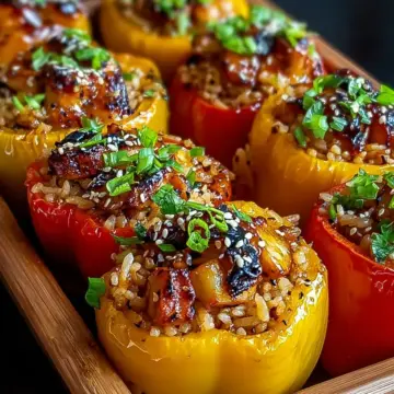 Teriyaki Pineapple Chicken & Rice Stuffed Peppers