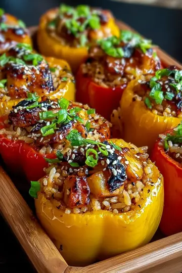 Teriyaki Pineapple Chicken & Rice Stuffed Peppers