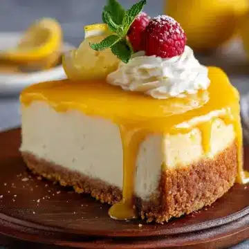 Baked Lemon Cheesecake with Glossy Curd Topping