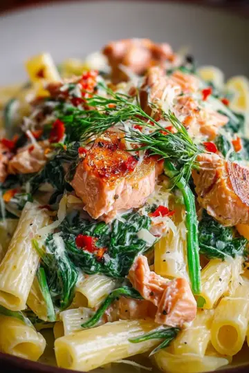 Quick Salmon & Spinach Pasta