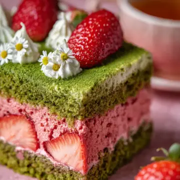 Strawberry Matcha Latte Cake