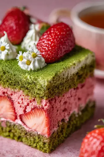 Strawberry Matcha Latte Cake