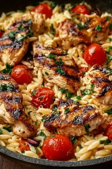 High Protein Mediterranean Chicken Orzo